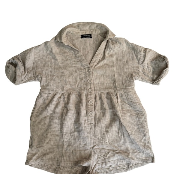 Urban Outfitters Kendra Linen Button-Front Romper - Size Small - Picture 5 of 8